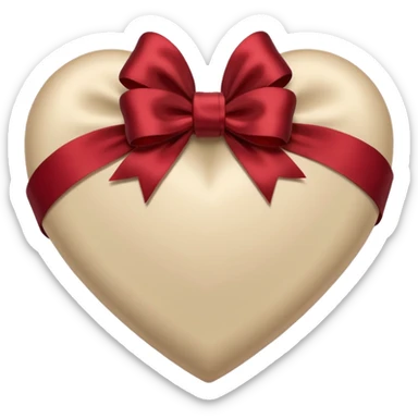 Beige heart with dark red bow sticker
