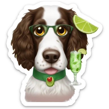 Springer spaniel with a mojito drink sticker