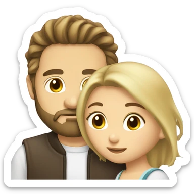 Brunette guy with beard kissing blond girl with long hair sticker