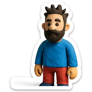 claymation style man with beard and spiky hairstyle sticker