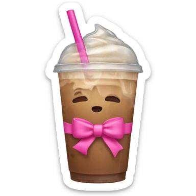 iced coffee with pink bow sticker