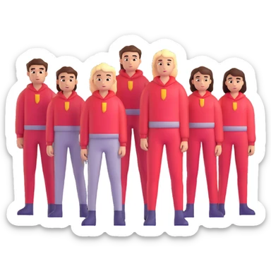 group of confident students standing tall, looking heroic sticker