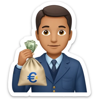 UNCLE WITH a bag of Euro MONEY sticker