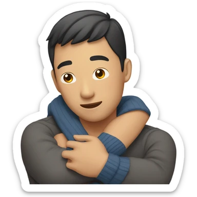 Asian guy getting a hug  sticker