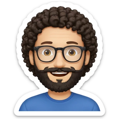 white man with glasses and curly black beard sticker