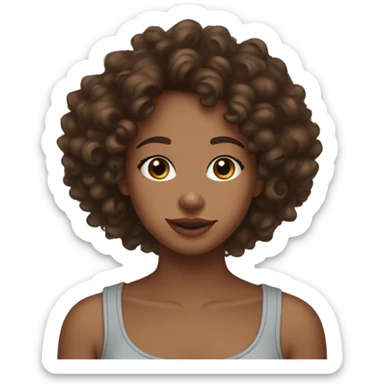 brown girl with curly hair (3b hair type) wearing a cute low tank top from brandy melville sticker