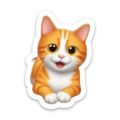 orange cat checking white car engine sticker