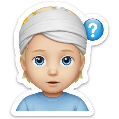 Caucasian blond hair blue eyed baby with a genius sign over it’s head sticker