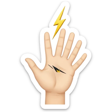 open palm with a lightning bolt drawn invented sign sticker