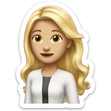 a girl have blonde hair  but blode sticker