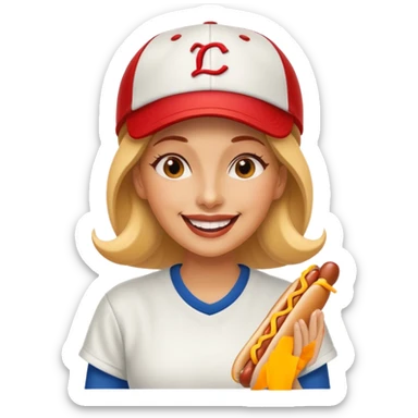 Female eating 3 hotdogs sticker