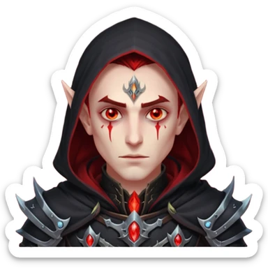 Blood elf deathKight glowing red eyes all clocked in darkness male sticker