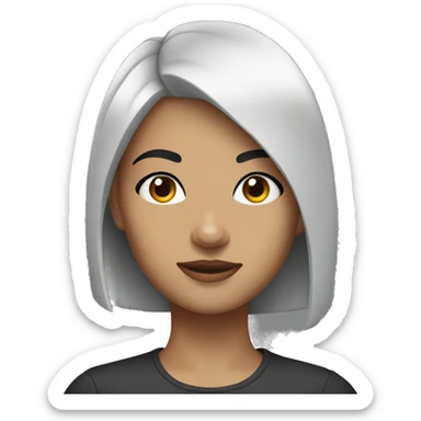 girl with black hair and eyebrow cut sticker