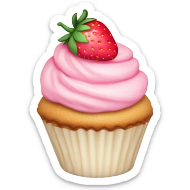 birthday pastel pink strawberry capcake  sticker