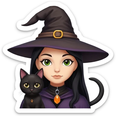 Witch with cat companion sticker