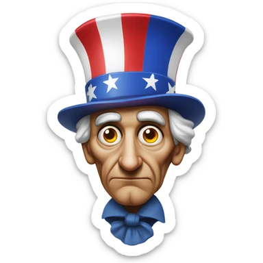 Uncle Sam with pitiful eyes photorealistic serious sticker