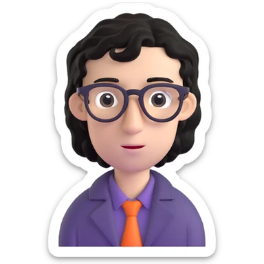 skinny white boy with wavy black hair, big nose, black glasses sticker