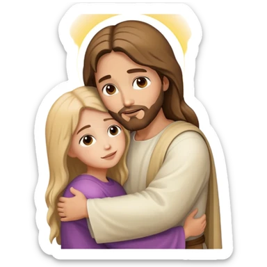 Jesus hugs a girl sticker