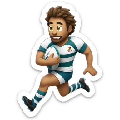 Jugador de rugby siendo tackleado mientras corre con la pelota sticker