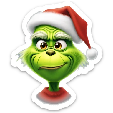 The grinch with a Christmas hat sticker
