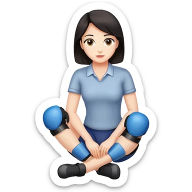 Office lady dark hair with knee pads sticker