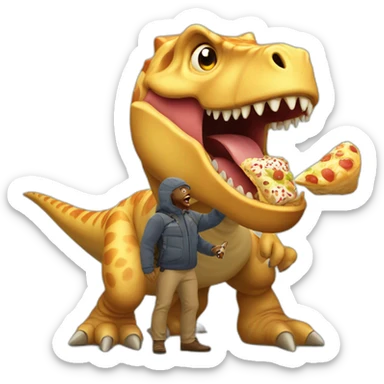 crazy man eating perogis on a dinosaur sticker