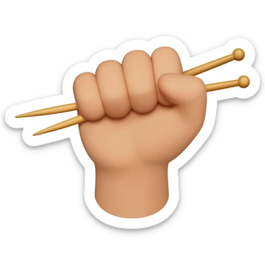 fist holding knittung needles sticker