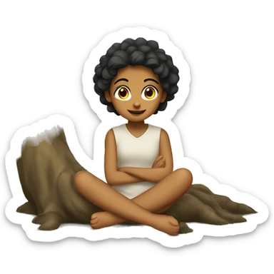 Anjali sitting under a tree  sticker