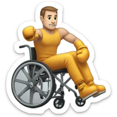 Guy on a wheelchair in boxin gloves sticker