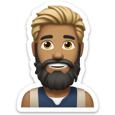 White man with black hair and beard with tan Maine coon cat sticker