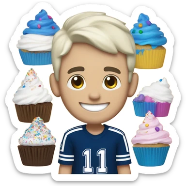 white short hair guy with a dallas cowboys hat enjoying a sprinkles cupcake  sticker