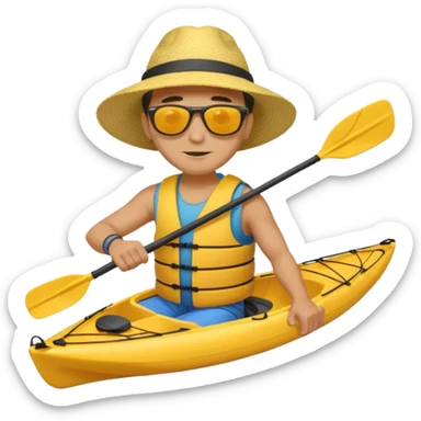 Yellow sea kayak with male paddler sticker