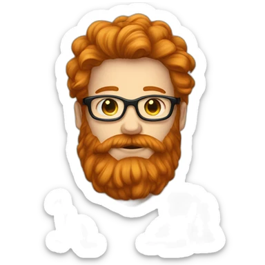 ginger male with beard and glases. long hair and huge beard sticker