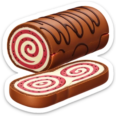 Chocolate strawberry cream Swiss roll sticker