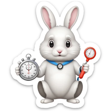 rabbit holding a stopwatch sticker