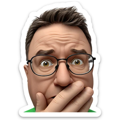 shy boy with glasses portrait sticker