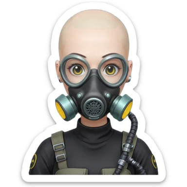 cyberpunk gasmask girl programmer buzzcut bald sticker