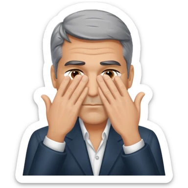 George clooney covering his eyes with his hand sticker