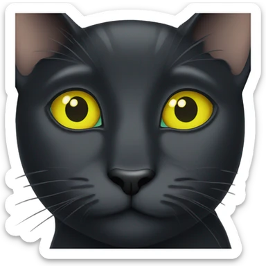 Black cat with yellow speck and green eyes  sticker