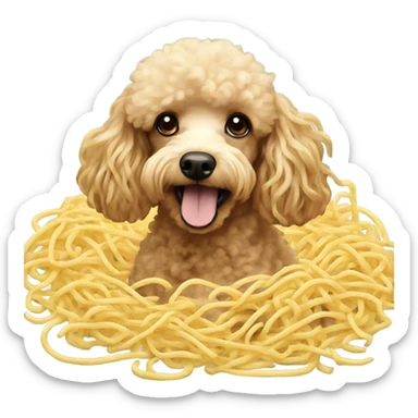 Poodle swimming in noodles sticker