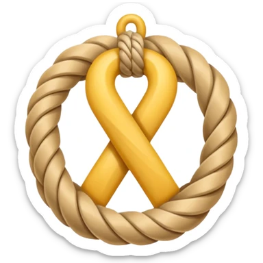 A realistic yet cute rope knot emoji, tied perfectly, symbolizing sailing skills. Vector emoji design, warm tones, clean white background. sticker