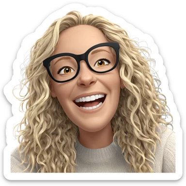 smiling blonde in cozy sweater sticker