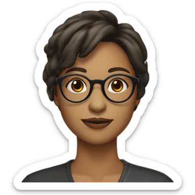 Gilr wearing Round glasses with Brunette skin sticker