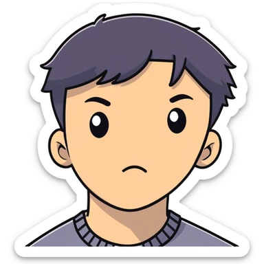 Short black haired male with one eye closed, young man with short black hair closing one eye sticker