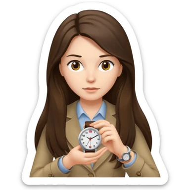 brunette long hairedwoman checking watch sticker