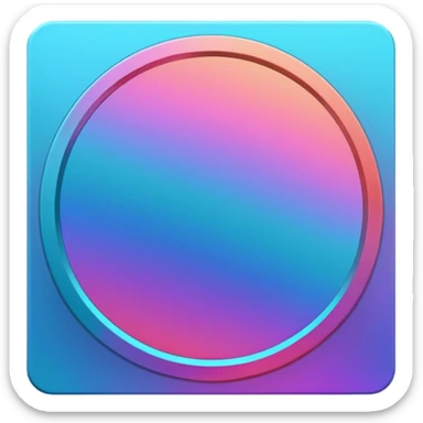
coin color in in gradient of turquoise, blue, pink, purple, and coral metal texture
Rotate coin 90 degree  3d effect sticker