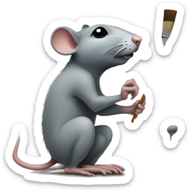 rat artist painting a mural on wall sticker