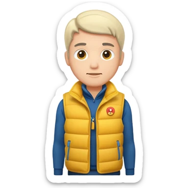 man with puffer vest sticker
