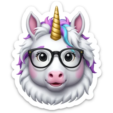 unicorn with black glasses sticker