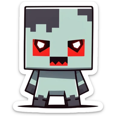funny cartoonish slightly cute Minecraft ravager looking sideways with faded red eyes, accurate to the game sticker